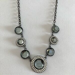 NWT Black Chain Smoky Stone Rhinestone Necklace